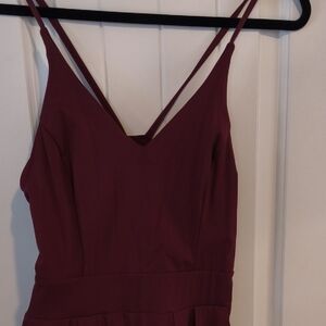 Spaghetti Strap V-Neck Dress in Deep Wine